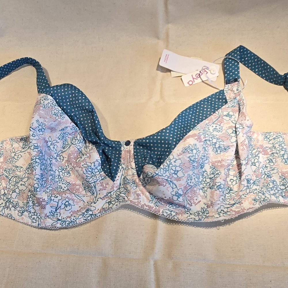 Freya Breeze Balcony 30JJ Floral Sage Green and White Bra